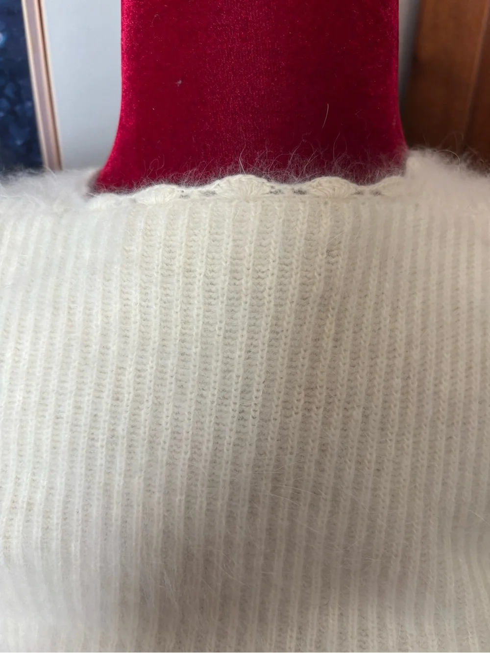VTG Cream Angora Lambswool Fuzzy Soft Cardigan Sweater - IB Diffusion Small - Picture 10 of 12